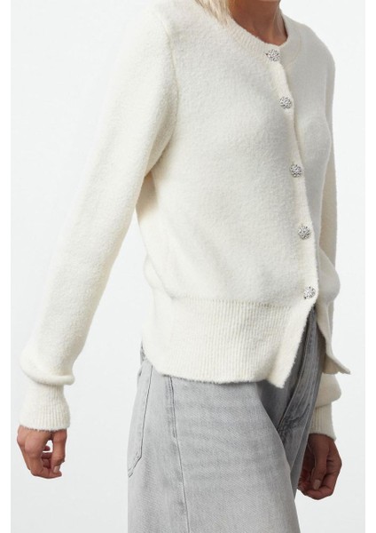 Kadın Modern Tarz Bisiklet Yaka Triko Hırka