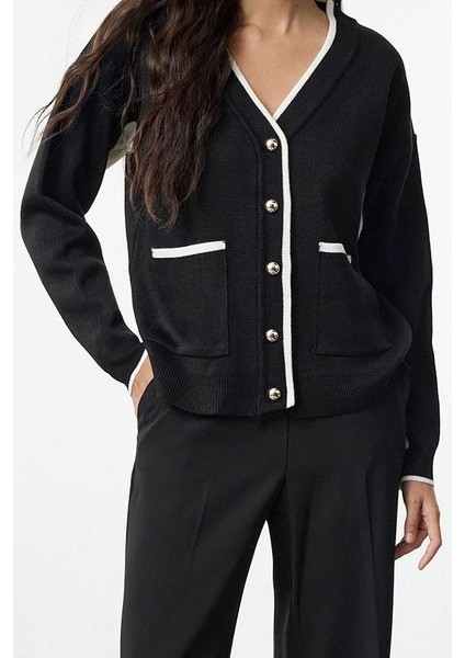 Kadın Modern Tarz Oversize V Yaka Triko Hırka