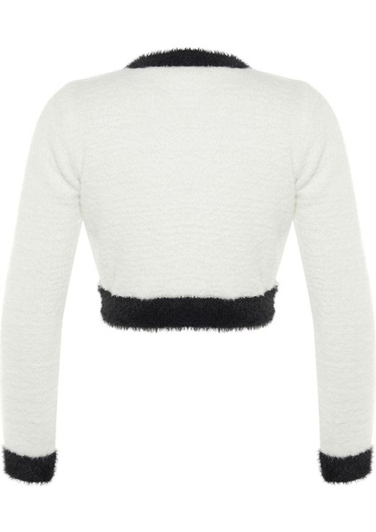 Kadın Modern Tarz Slim Bisiklet Yaka Crop Triko Hırka fırsatları