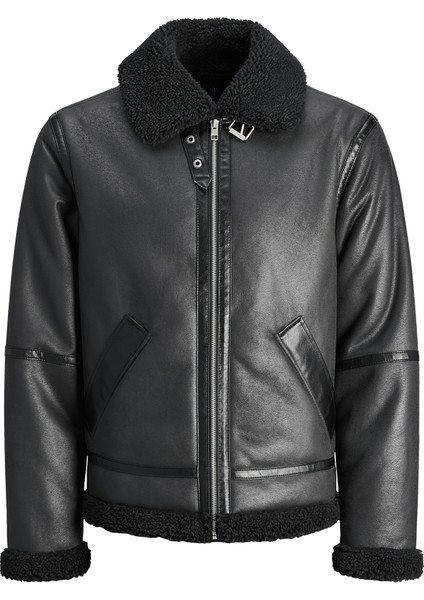 Jack & Jones Jorcole Aviator Jacket Erkek Kürklü Deri Ceket