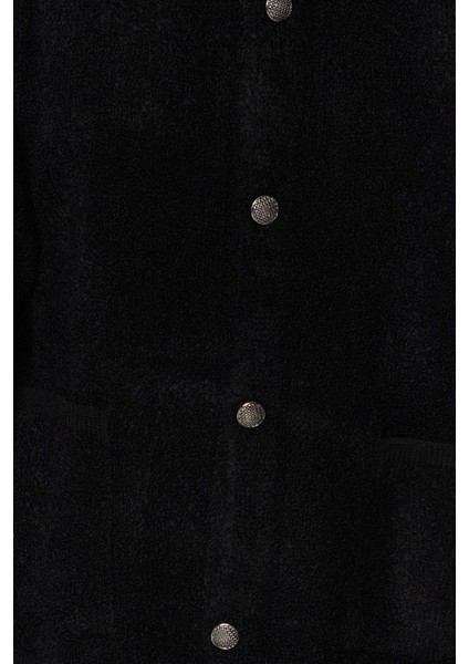 Kadın Modern Tarz Oversize Polo Yaka Triko Hırka