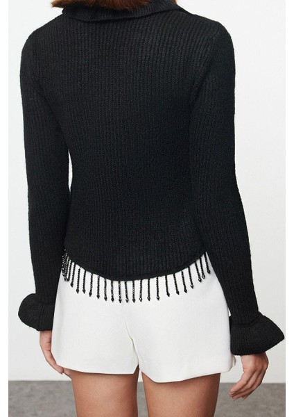 Kadın Modern Tarz Polo Yaka Crop Triko Hırka fırsatları