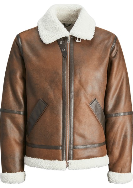 Jack & Jones Jorcole Aviator Jacket Erkek Kürklü Deri Ceket