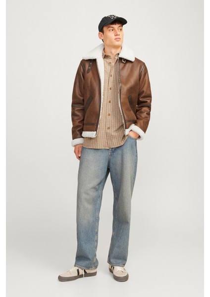 Jack & Jones Jorcole Aviator Jacket Erkek Kürklü Deri Ceket