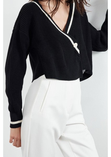 Kadın Modern Tarz Kruvaze Crop Triko Hırka modelleri