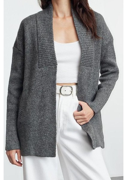 Kadın Modern Tarz Oversize Şal Yaka Midi Triko Hırka modelleri