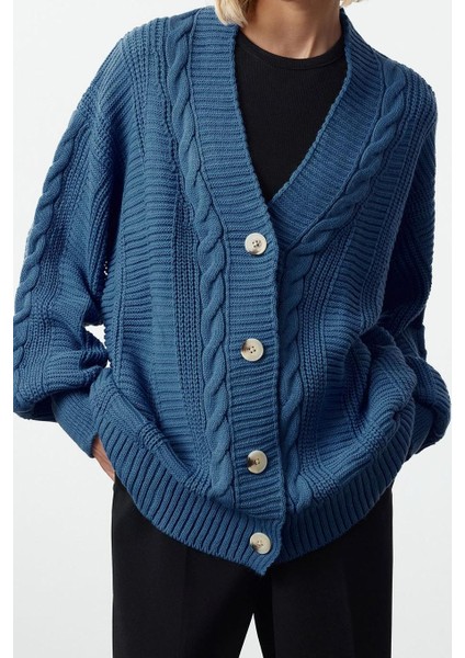 Kadın Modern Tarz Oversize V Yaka Triko Hırka