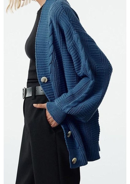 Kadın Modern Tarz Oversize V Yaka Triko Hırka