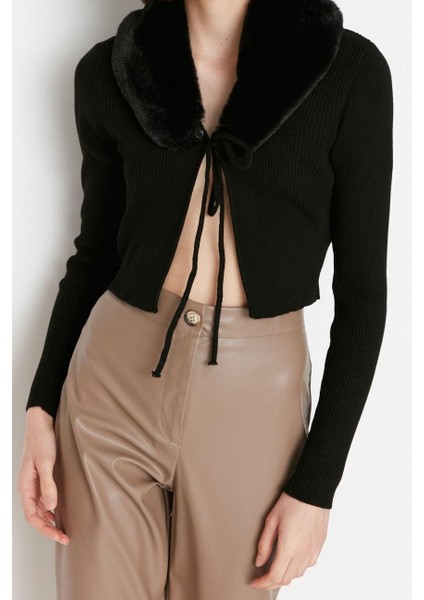 Kadın Modern Tarz Slim V Yaka Crop Triko Hırka modelleri