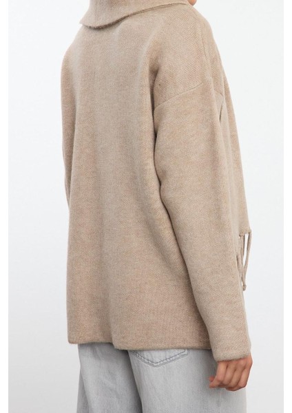 Kadın Modern Tarz Oversize Bisiklet Yaka Triko Hırka fırsatları