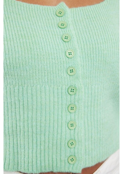 Kadın Modern Tarz Kare Yaka Crop Triko Hırka indirimleri