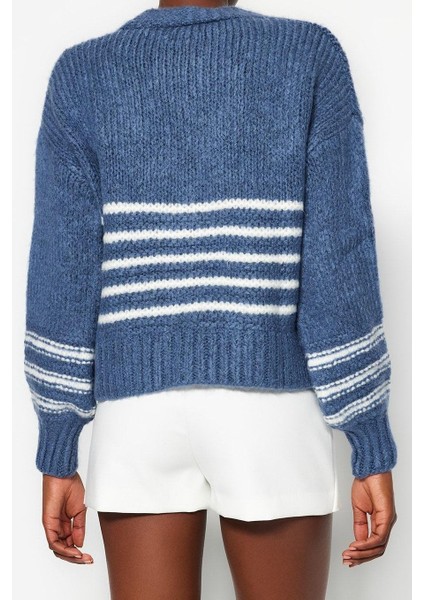 Kadın Modern Tarz Rahat Uzun V Yaka Çizgili Kol Triko Hırka fırsatları