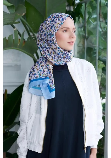 Seremoni Koleksiyonu Fresia Desen Şal - Mavi