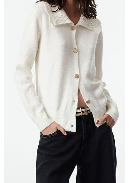 Kadın Moda Şık Regular Devrik Yaka Regular Polo Yaka Yumuşak Dokulu Triko Hırka modelleri