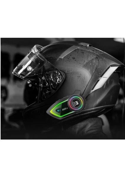 A60 2X Su Geçirmez Işıklı Intercom Motosiklet Kask Kulaklığı