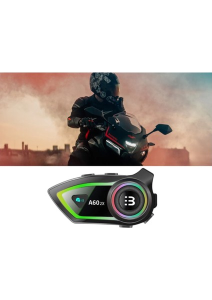 A60 2X Su Geçirmez Işıklı Intercom Motosiklet Kask Kulaklığı