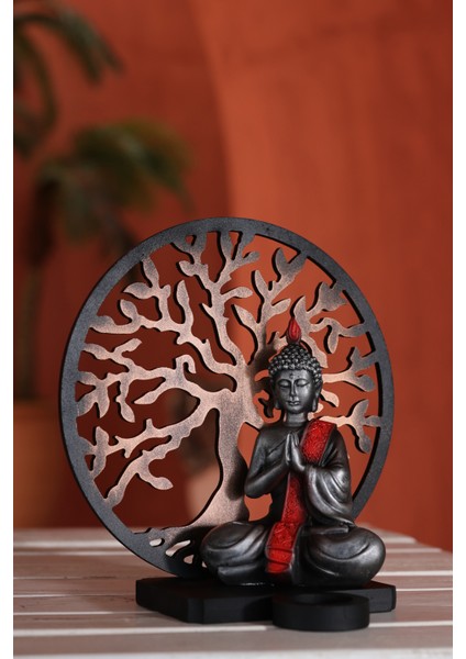 Yoga Yapan Budha Hayat Ağacı (Kırmızı) Biblo fiyatları