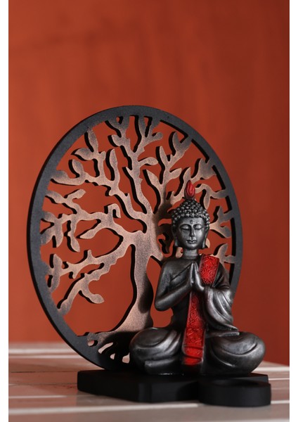 Yoga Yapan Budha Hayat Ağacı (Kırmızı) Biblo modelleri