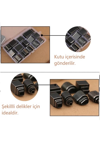 24 Parça Şekilli Delici, Deri Desen Çizici, Çok Şekilli Oval Yuvarlak Kare Delgeç, Saraciye Deri Delgeç modelleri