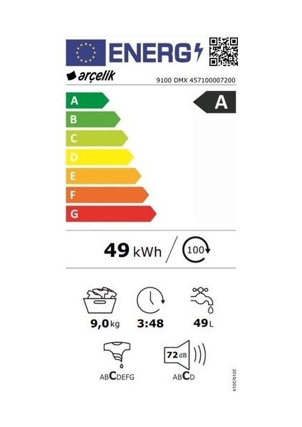 9100 Dmx A Enerji Sınıfı 9 kg 1000 Devir Çamaşır Makinesi