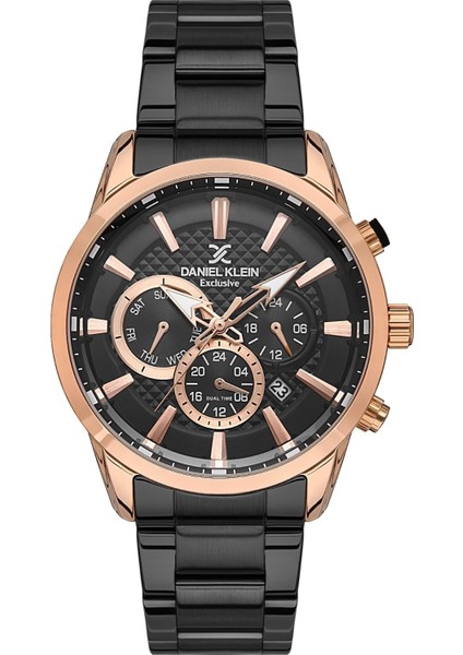 DKE.1.13525.5 Siyah Rose Takvimli Aktif Fonksiyonlu Çelik Kordonlu Erkek Kol Saati