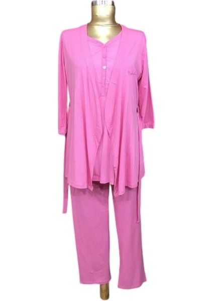 Pierre Cardin Pierre CARDINE-7264-BAYAN Lousa 3'lü Pijama Seti-Pembe