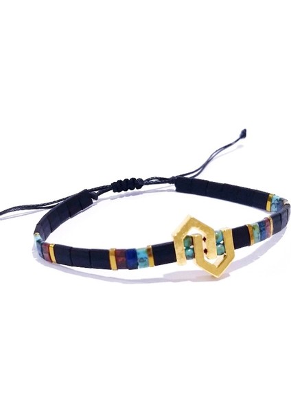 Hematit Doğaltaşlı Pirinç Metal Malzemeli Mat Siyah Miyuki Tila Unisex Bileklik