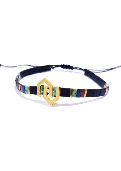 Hematit Doğaltaşlı Pirinç Metal Malzemeli Mat Siyah Miyuki Tila Unisex Bileklik modelleri