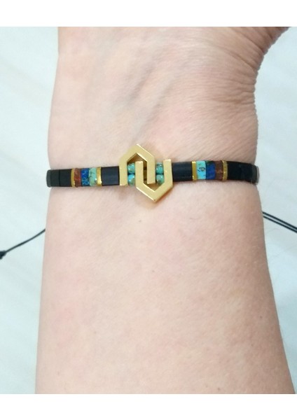 Hematit Doğaltaşlı Pirinç Metal Malzemeli Mat Siyah Miyuki Tila Unisex Bileklik indirimleri