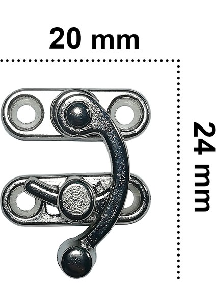 KÜÇÜK YAY GÖZÜ KANCALI KİLİT NİKEL 10 ADET KUTU SANDIK VE KAPAK KLİPSİ 20X24 MM