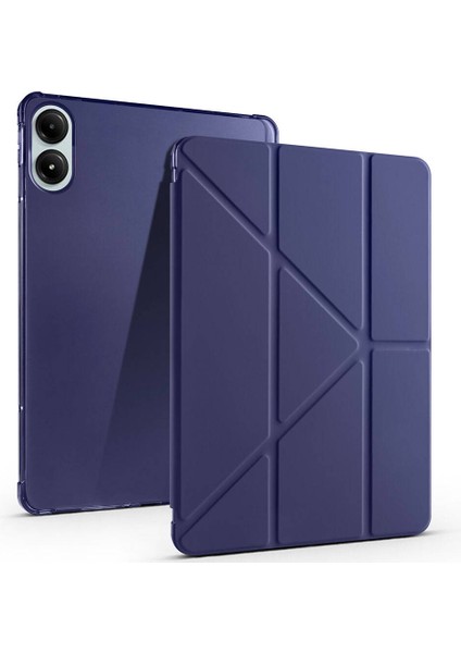 Xiaomi Redmi Pad Uyumlu Pro Kılıf Zore Tri Folding Kalem Bölmeli Standlı Kılıf, Lacivert
