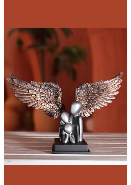 Melek Kanatlı Aile Biblo (Gümüş)