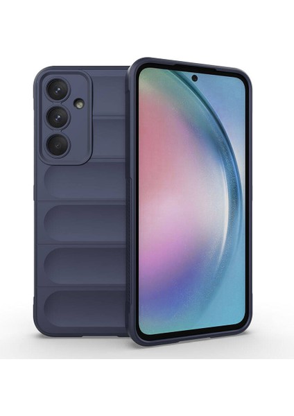Samsung Galaxy A55 Uyumlu Kılıf Esnek Tpu Oyuklu Arka Yüzey Tasarımlı Zore Etnik Silikon Kapak, Lacivert