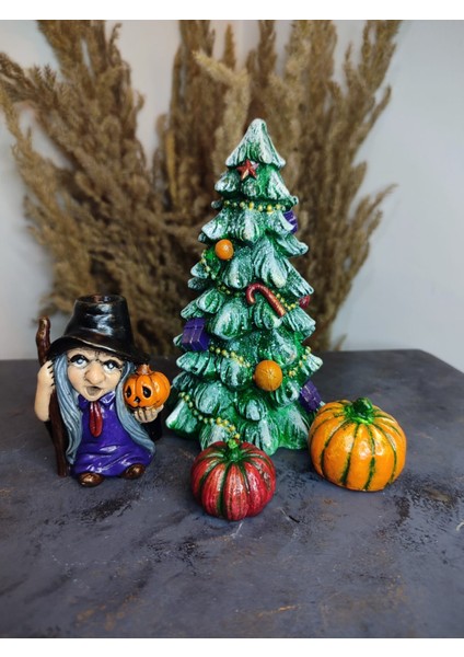 Cadı Tütsülük Halloween ( Çam Ağacı Bal Kabağı Cadı Tütsülük) Hediye Seti