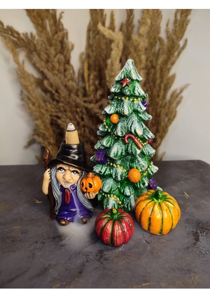 Cadı Tütsülük Halloween ( Çam Ağacı Bal Kabağı Cadı Tütsülük) Hediye Seti