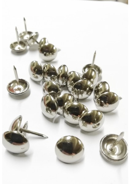 100 ADET 11 MM NİKEL KABARA RAPTİYE HOBİ ÇİVİSİ KOLTUK ÇANTA TASARIM AKSESUAR SÜSÜ