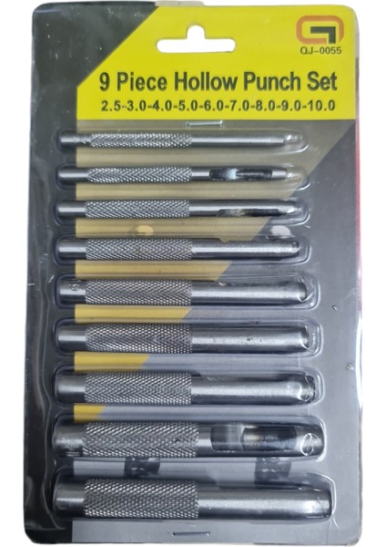 Çubuk Zımba , Delici, Padova. 9 Adet Içi Boş Zımba Seti. 2.5mm'den 10MM'E Kadar