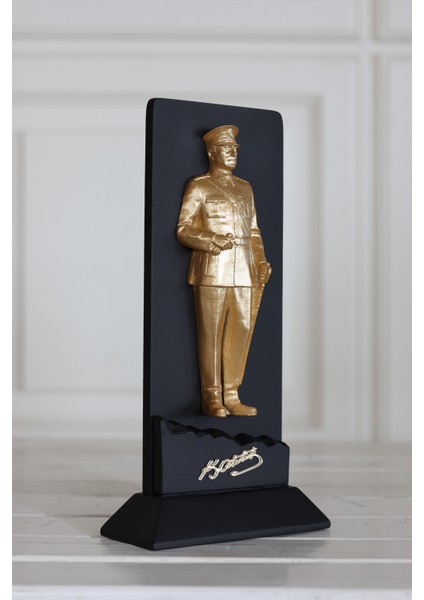 Atatürk Üniformalı Büst Plaket Altın Biblo