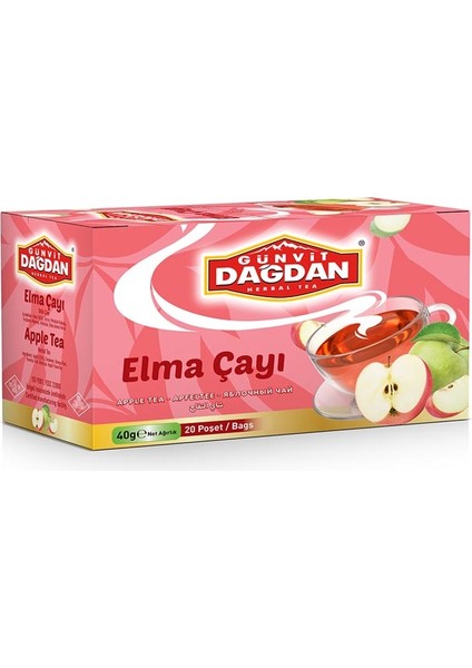 Günvit Dağdan Elma Çayı Kutu Natürel Sallama Poşet Çay 20’li