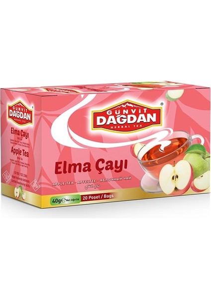 Günvit Dağdan Elma Çayı Kutu Natürel Sallama Poşet Çay 20’li