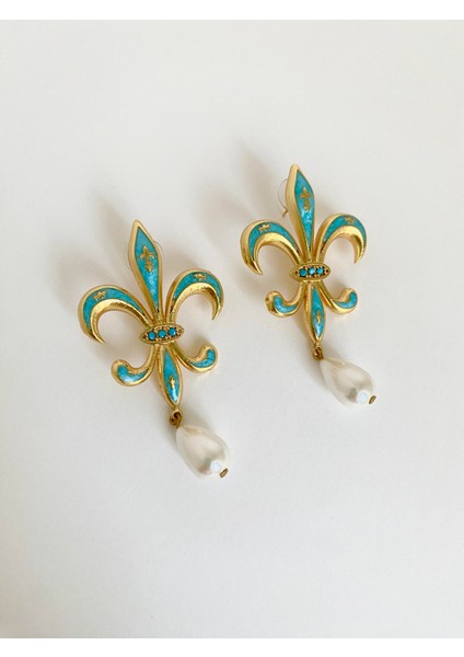 Incili Fransız Zambağı Küpe - Mavi fiyatları