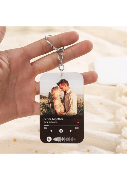 Kişiye Özel Spotify Barkodlu ve Fotoğraflı Akrilik Anahtarlık 114077