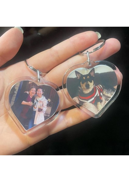 Kişiye Özel Fotoğraflı Kalp Akrilik Anahtarlık 114079
