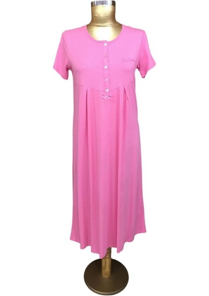 Pierre Cardin-7265-BAYAN Kısa Kollu Lousa Gecelik-Pembe