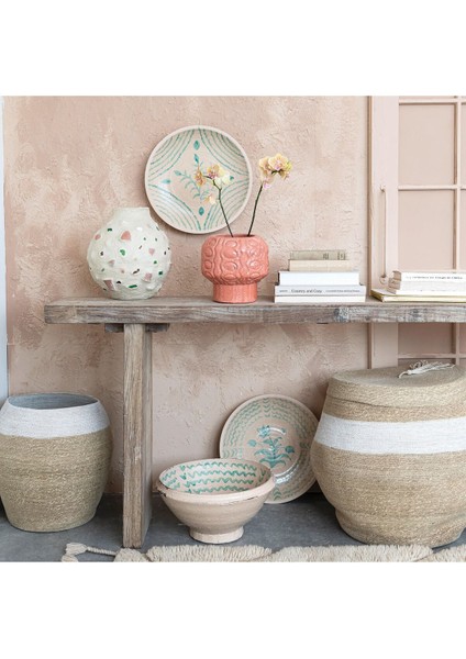 Kabartmalı Terracotta Saksı