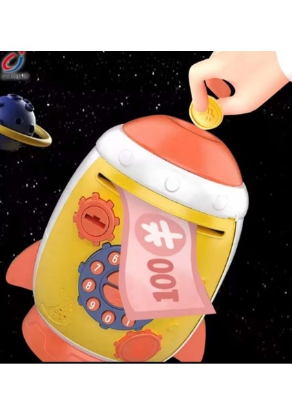 Şifreli, Göz Tanıma Simülasyon Parmak Izi Anahtar Özellikli Roket Tasarımlı Kumbara indirimleri