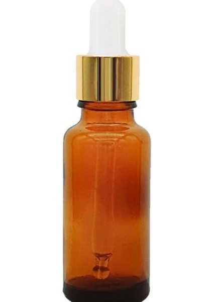 Altın - Beyaz Cam Pipetli Amber Cam Şişeler 30 ml x 10 Adet
