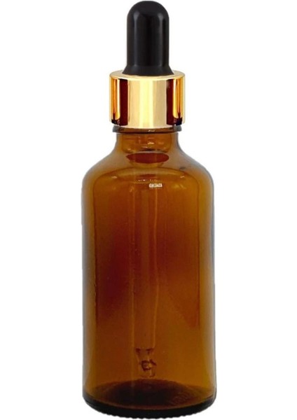 Altın - Siyah Cam Pipetli Amber Cam Şişeler 50 ml x 3 Adet