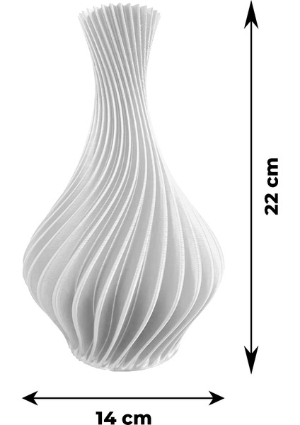 Beyaz Spiral Tasarımlı Dekoratif Vazo