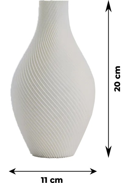 Beyaz Spiral Tasarımlı Zarif Dekoratif Vazo